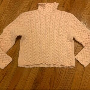 Neiman Marcus Blush Cable Knit Turtleneck Sweater-100% Cashmere -Medium